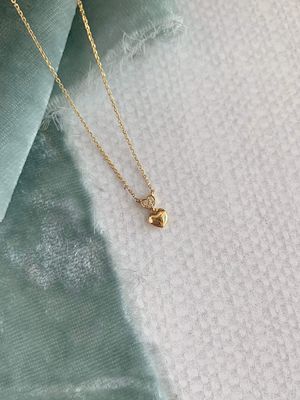 Tiny Heart Diamond 14k Yellow Gold Necklace