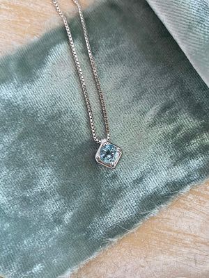 Boxed Blue Topaz Silver Slider Necklace