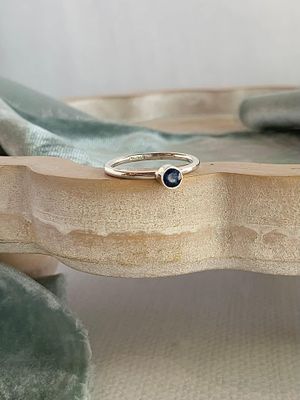 Dainty London Blue Topaz Silver Stack Ring