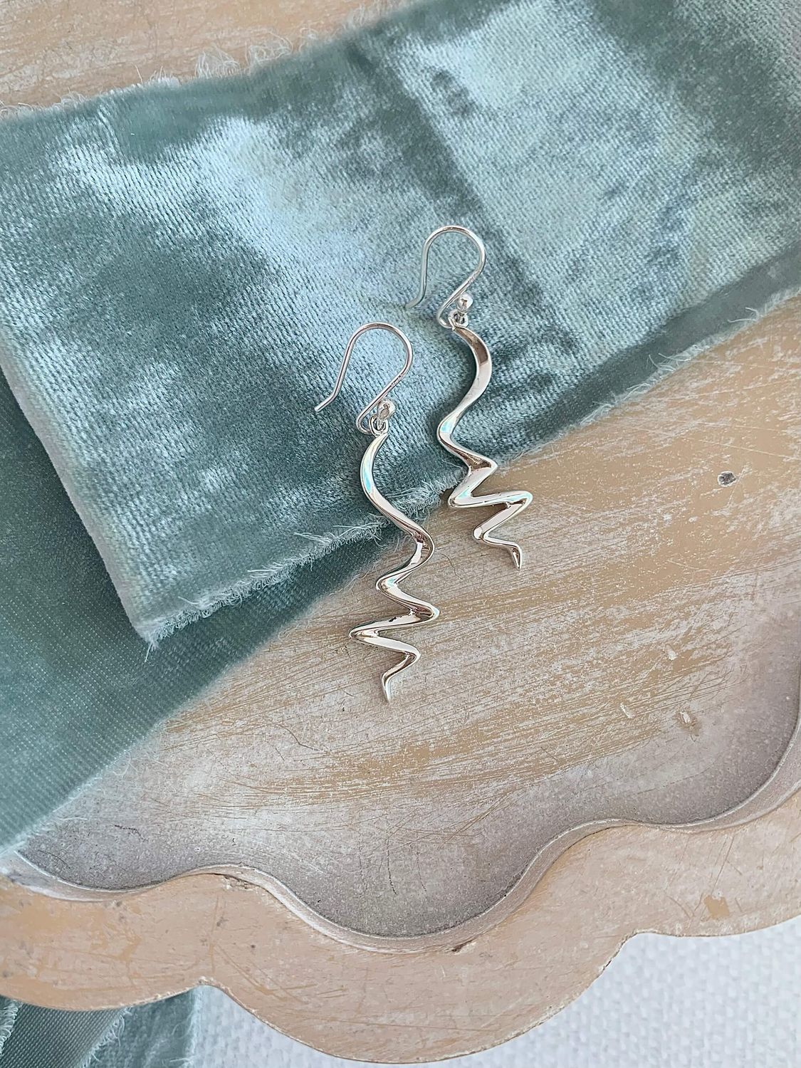 Swizzle Twist Silver Drop Earrings