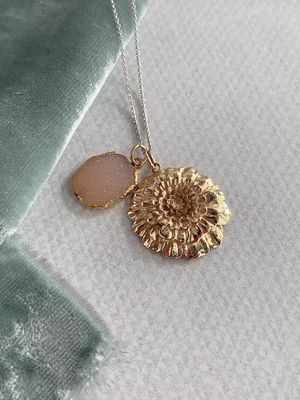 Auspicious Marigold Druzy Mixed Metal Necklace