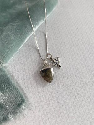 Luna Moth Labradorite Silver Necklace