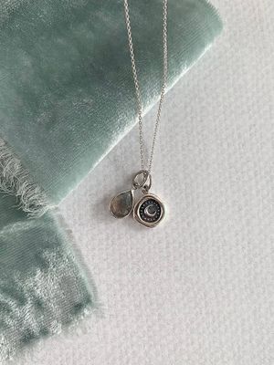 Crescent Moons Labradorite Silver Necklace