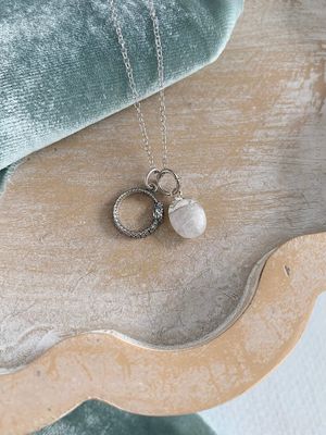 Renewal Ouroboros Moonstone Silver Necklace