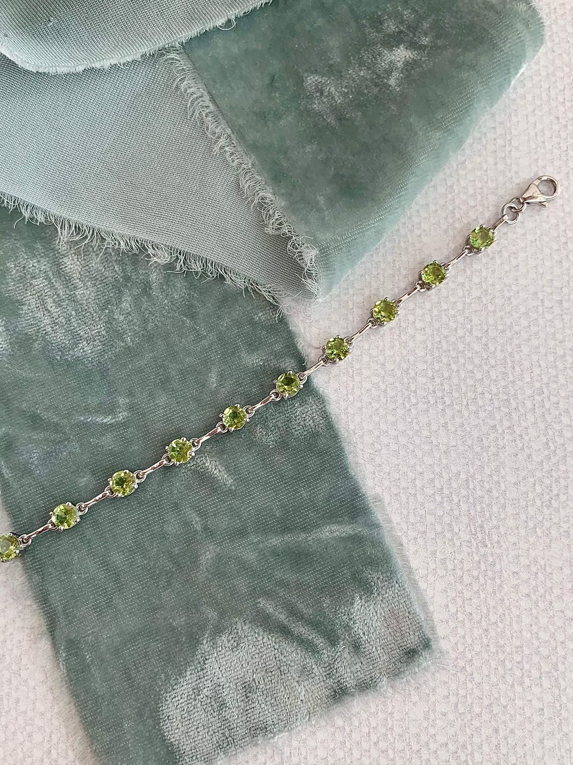 Rough Peridot Silver Bracelet