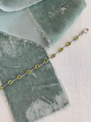 Rough Peridot Silver Bracelet