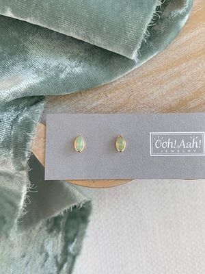 Glowing Ethiopian Opal 14k Yellow Gold Stud Earrings