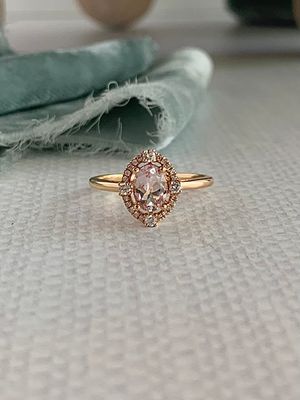 Morganite & Diamond 18k Rose Gold Ring