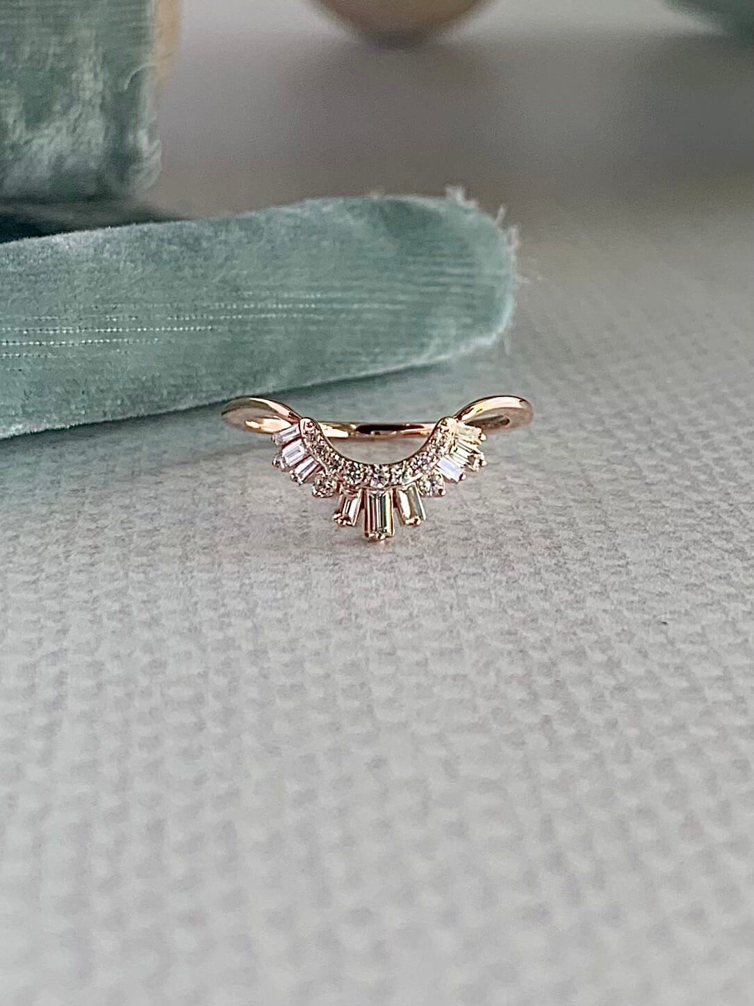 Baguette Natural Diamond 14k Rose Gold Contour Band