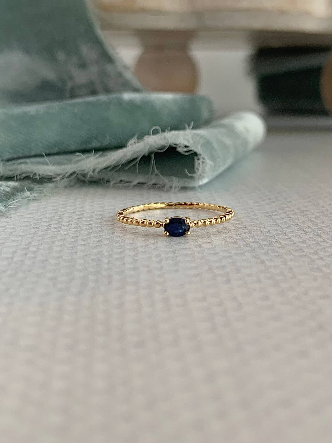 Blue Sapphire 18k Yellow Gold Stack Ring