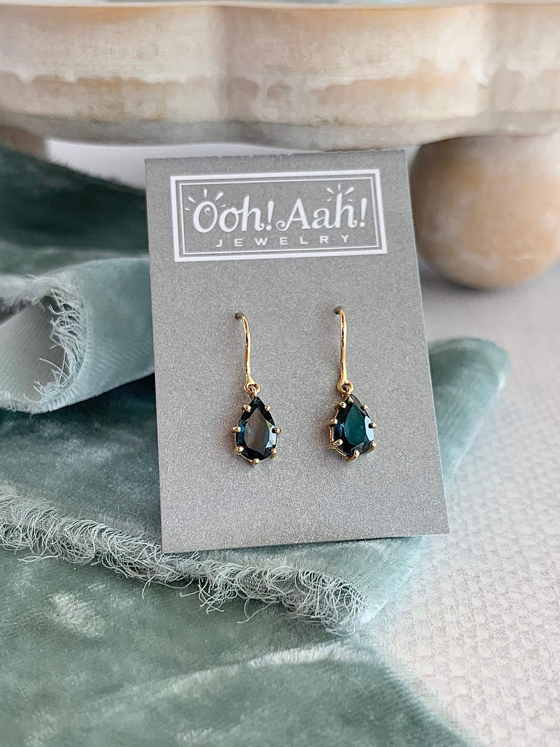 Pear Cut London Blue Topaz 14k Yellow Gold Earrings
