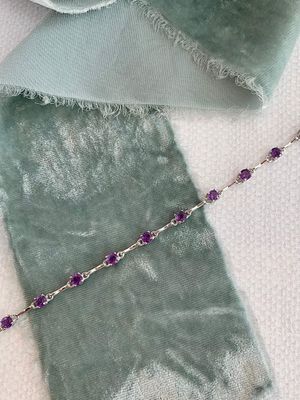 Round Amethyst Silver Bracelet
