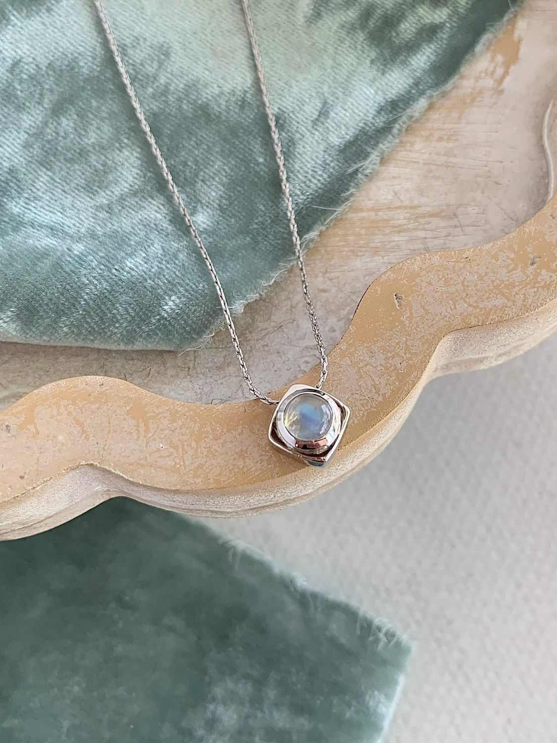 Boxed Moonstone Silver Slider Necklace