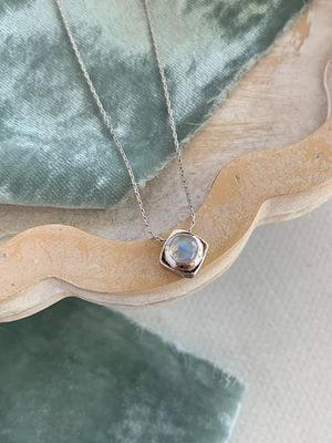 Boxed Moonstone Silver Slider Necklace