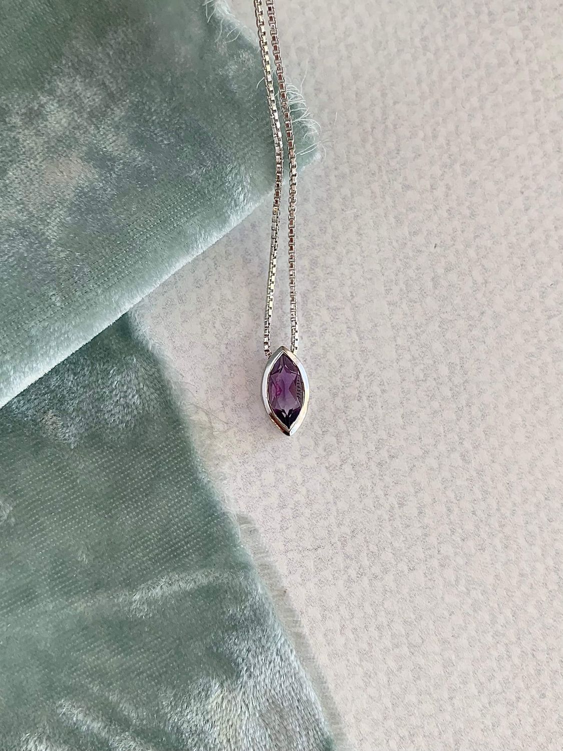 Marquise Amethyst Silver Necklace