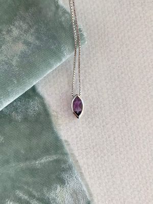 Marquise Amethyst Silver Necklace