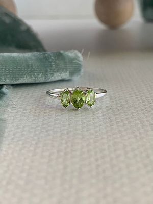 Peridot Trio Silver Ring