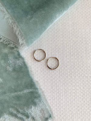 Will Travel 14k White Huggie Earrings