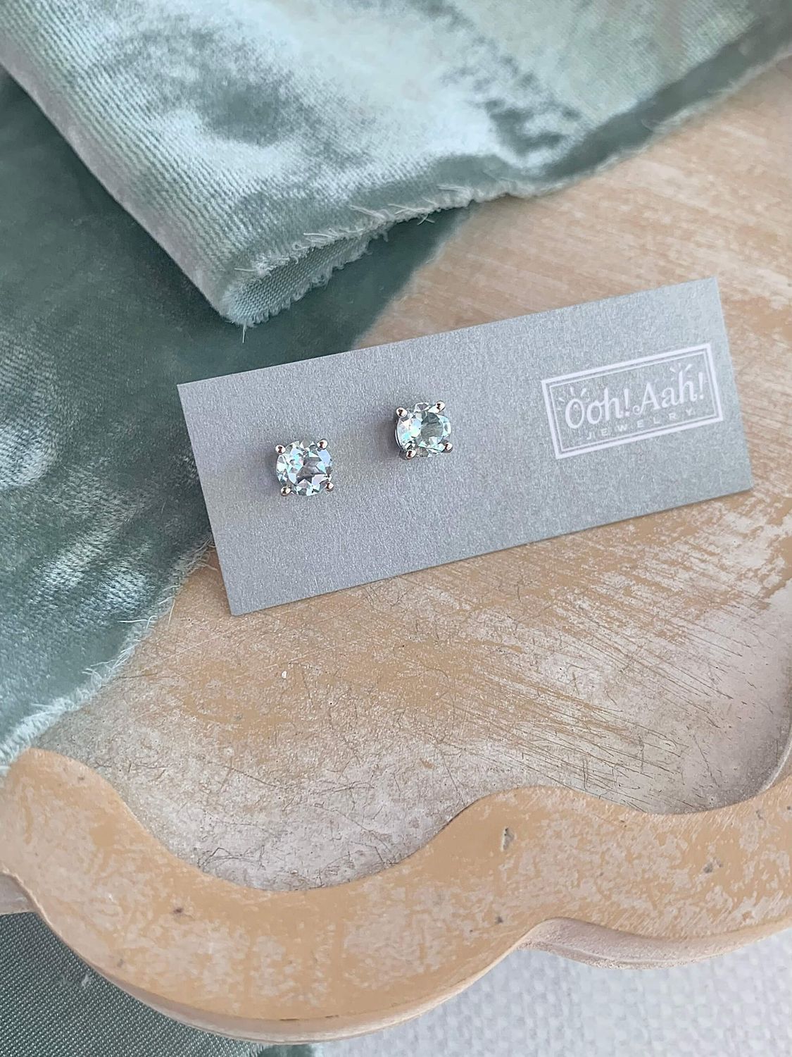 Clear Blue Topaz Silver Stud Earrings