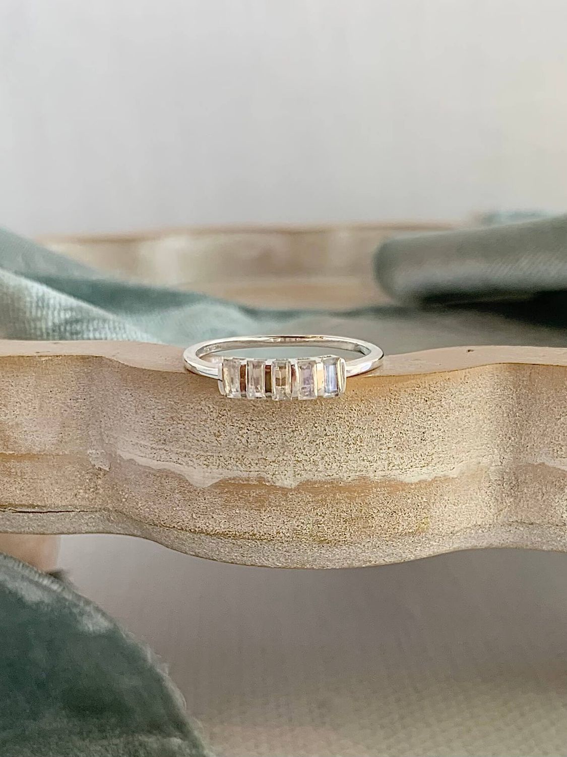 Baguette Moonstone Silver Ring