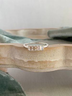 Baguette Moonstone Silver Ring