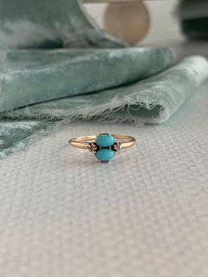 Dainty Estate Victorian Turquoise Diamond Ring