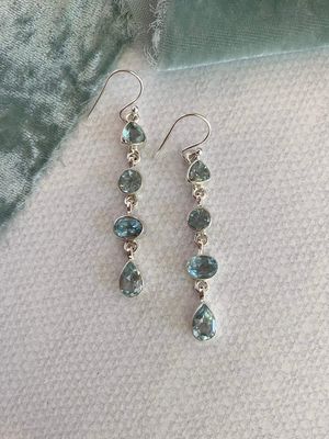 Chandelier Blue Topaz Silver Earrings