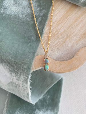 Not Your Grandmas Opal & Diamond 18k Yellow Gold Necklace