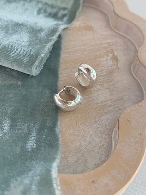 Chunky Silver Huggie Earrings