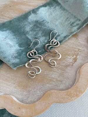 Double Squiggle Silver Drop Earrings