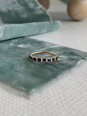 Square Sapphires All Line Up 14k Yellow Gold Stack Ring