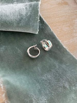 Wide Classic 14k White Gold Hoop Earrings