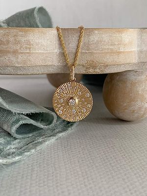 Nebula Diamond Medallion 14k Yellow Gold Necklace