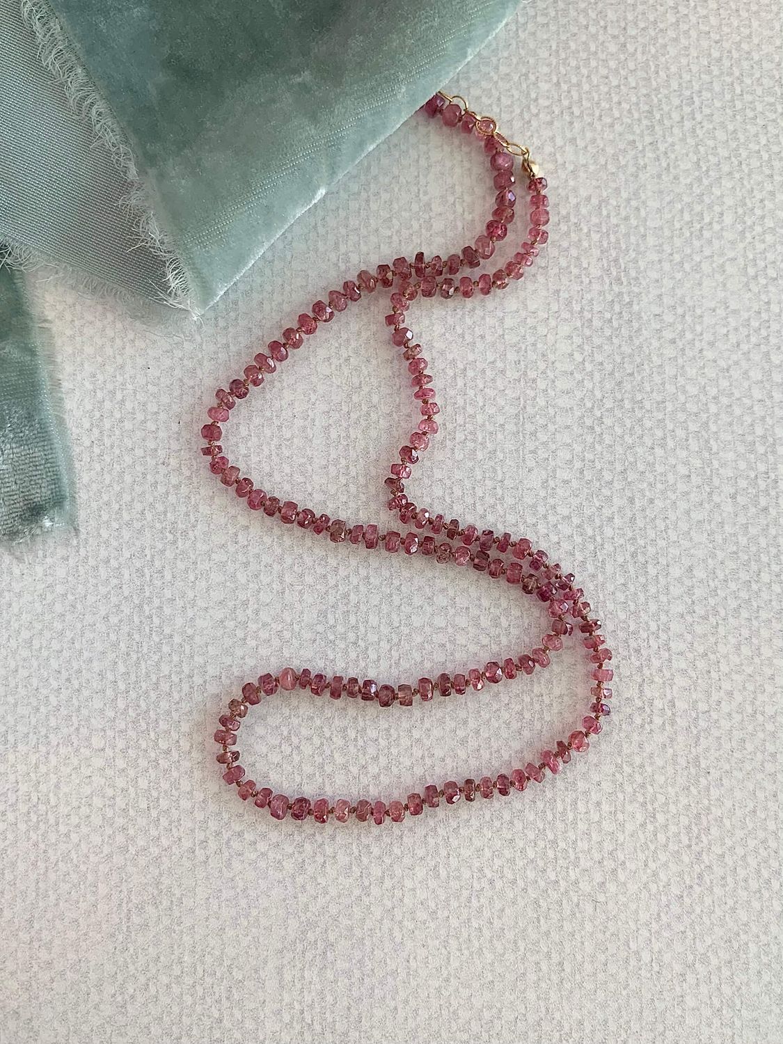 Hand-Knotted Soft Pink Tourmaline Gold Fill Strand