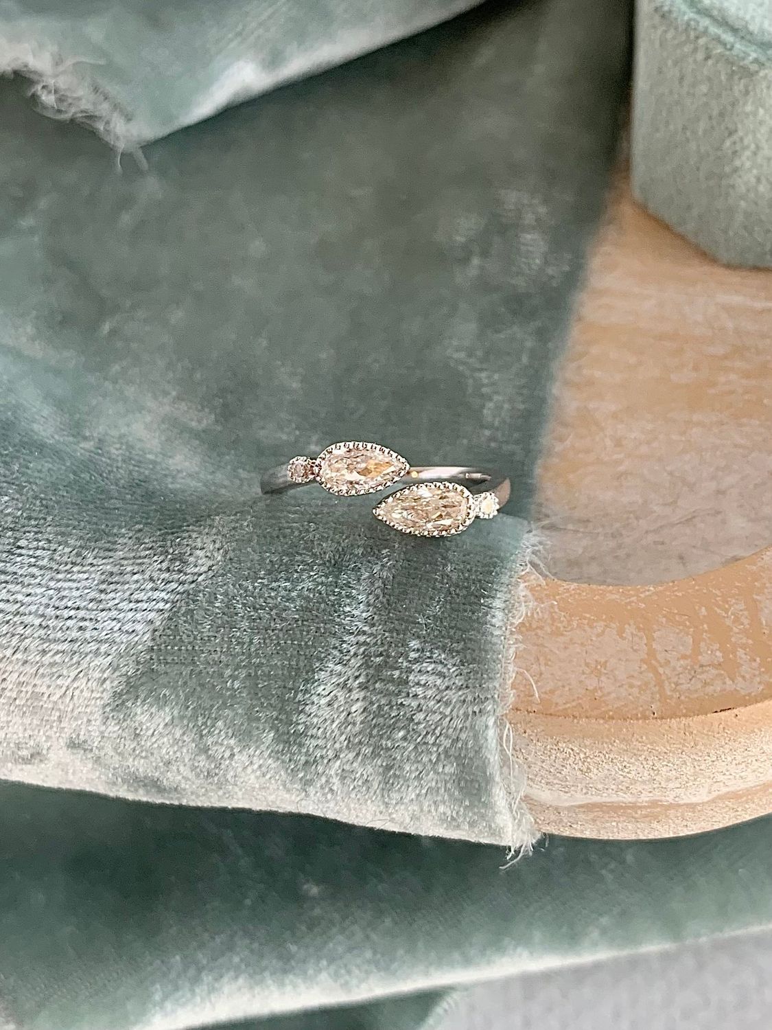 Alulita Double Pear Cut Diamond 18k White Gold Engagement Ring