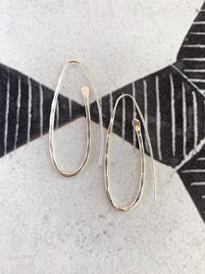 Hammered Paperclip Silver Hoop Earrings