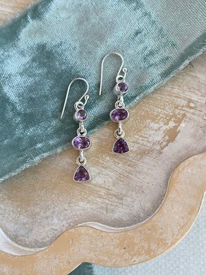 Amethyst Trio Silver Earring