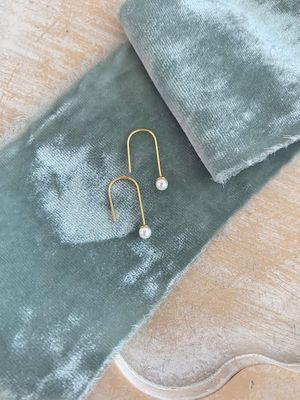 Dainty Pearl Gold Vermeil Hook Earrings