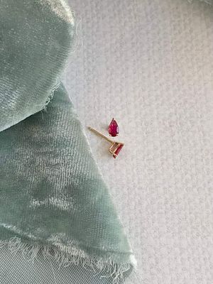 Juicy Ruby Raindrop 14k Yellow Gold Stud Earrings