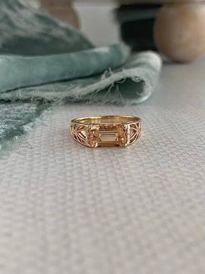 East West Imperial Topaz 14k Yellow Gold Ring