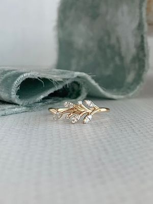 Blossoming Diamond 14k Yellow Gold Ring