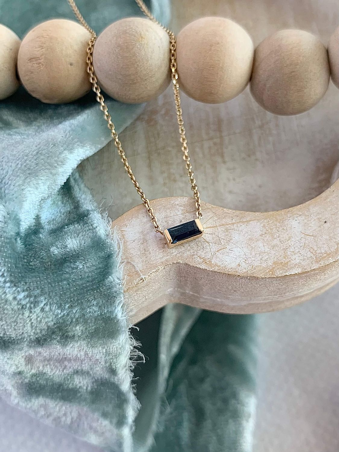 Single Blue Sapphire 14k Yellow Gold Necklace