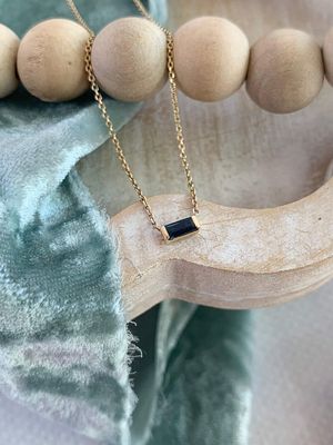 Single Blue Sapphire 14k Yellow Gold Necklace