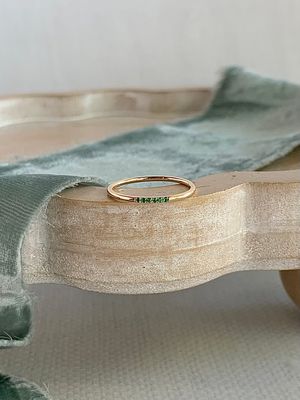 Dainty Emerald 14k Yellow Gold Stacker Ring
