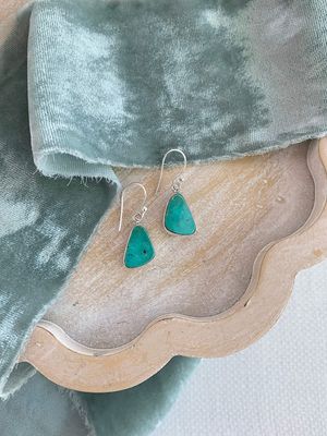 Pretty Green Blue Turquoise Silver Earrings