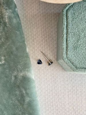 Trillion Blue Sapphire 14k White Gold Stud Earrings
