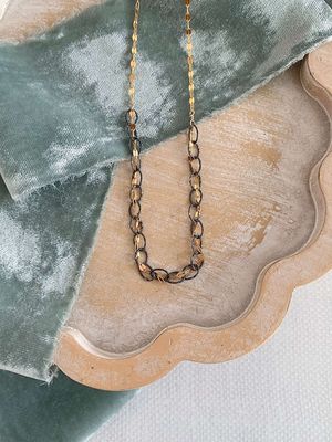 Link in Link Gold Fill Dark Rhodium Necklace
