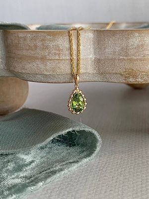 Spring Green Peridot 14k Yellow Gold Necklace