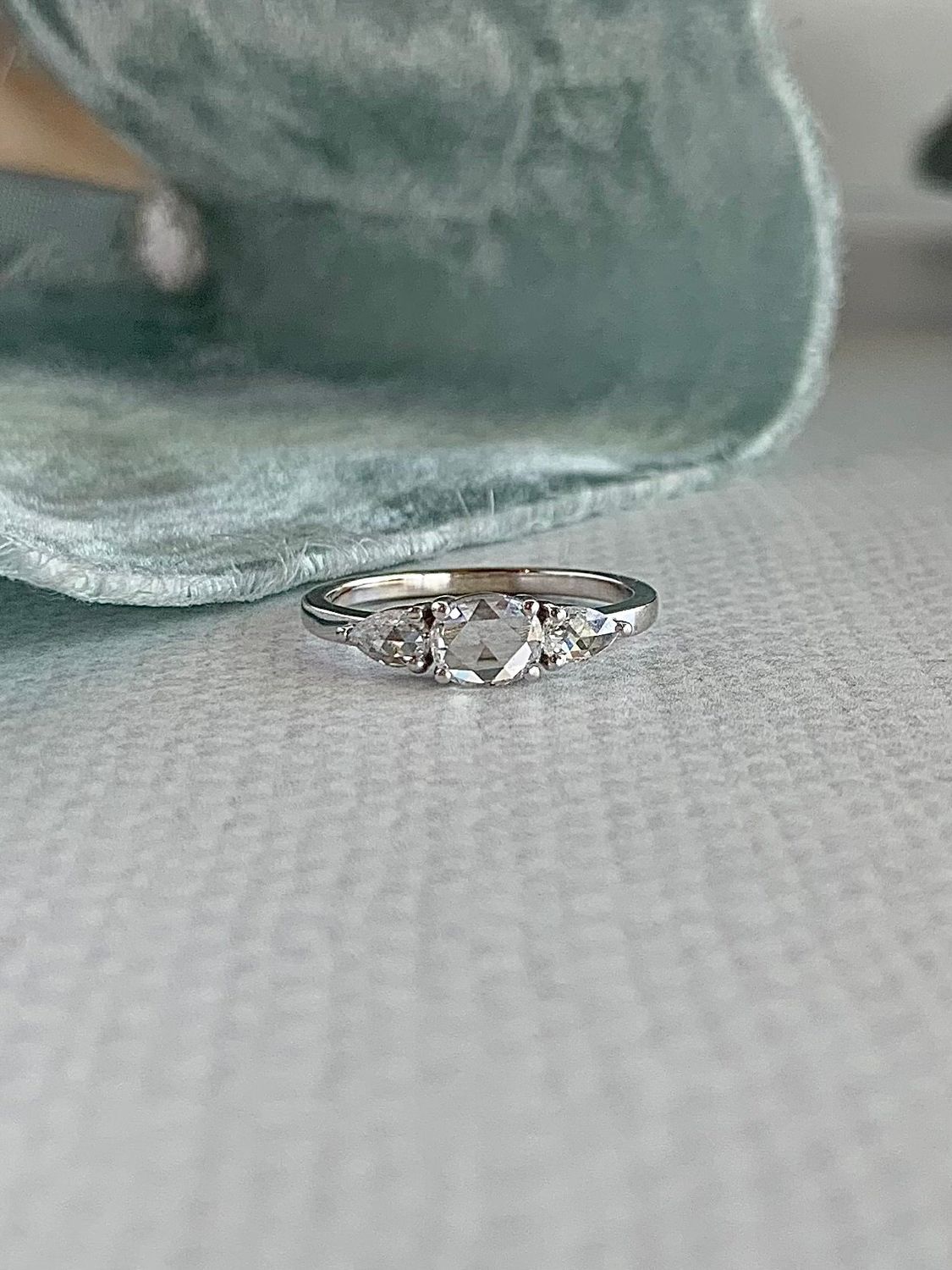 Bria Rose Cut Diamond 18k White Engagement Ring