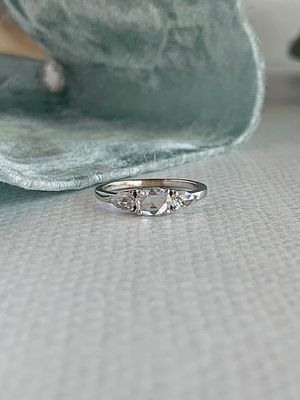Bria Rose Cut Diamond 18k White Engagement Ring